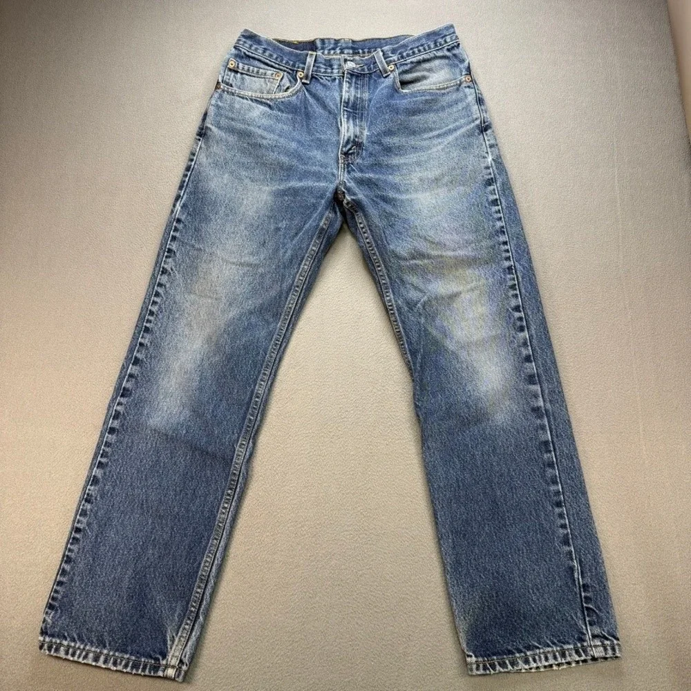VTG Levis 505 Straight Leg Jeans 33x30 (FIt 30x29) Blue Faded Made in USA Work